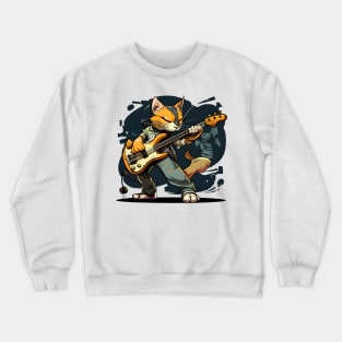 Funny Rock Cat Playing Guitar - Love Cats Crewneck Sweatshirt